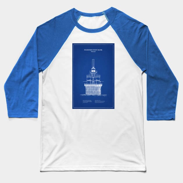 Fourteen Foot Bank Lighthouse - Delaware - AD Baseball T-Shirt by SPJE Illustration Photography